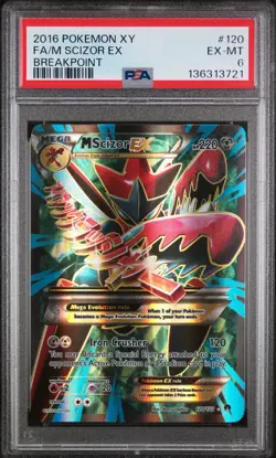 2016 POKEMON XY BREAKPOINT #120 FULL ART/M SCIZOR EX PSA 6 - Image 1