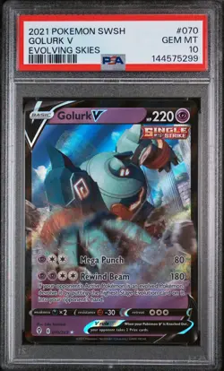 2021 POKEMON SWORD & SHIELD EVOLVING SKIES #070 GOLURK V PSA 10 - Image 1