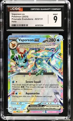 Pokemon 2025 Vaporeon ex Holo Prismatic Evolutions #023 CGC 9 - Image 1