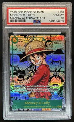 2025 One Piece Monkey.D.Luffy Secret Rare Manga Alt Art #OP11-118 PSA 10 - Image 1