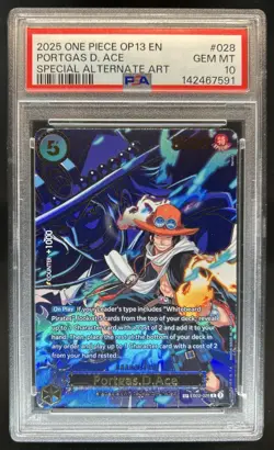 2025 One Piece Carrying On Will Portgas D. Ace Special Alt Art #EB02-028 PSA 10 - Image 1