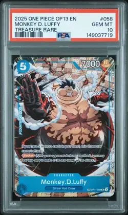 2025 ONE PIECE OP13-CARRYING ON HIS WILL TREASURE RARE MONKEY D. LUFFY PSA 10 - Image 1