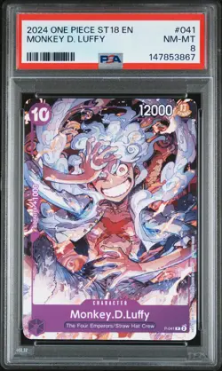 2024 ONE PIECE STARTER DECK ST18-PURPLE MONKEY D. LUFFY MONKEY D. LUFFY PSA 8 - Image 1