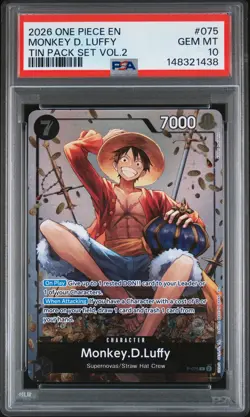 2026 ONE PIECE PROMOS TIN PACK SET VOL.2 #075 MONKEY D. LUFFY PSA 10 - Image 1