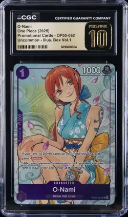 2025 ONE PIECE PROMO UNCOMMON ILLUSTRATION BOX VOL. 1 O-NAMI CGC 10 PRISTINE - Image 1