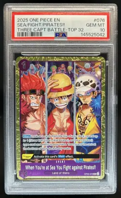 2025 One Piece Three Capt Battle Top 32 Sea You Fight Against #OP05-076 PSA 10 - Image 1