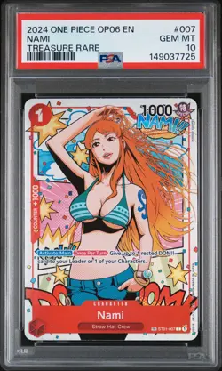 2024 ONE PIECE OP06-WINGS OF THE CAPTAIN TREASURE RARE #007 NAMI PSA 10 - Image 1