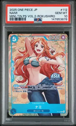 2025 ONE PIECE JPN MINI-TIN PACK SET VOL.2 KOUSHI ROKUSHIRO #112 NAMI PSA 10 - Image 1