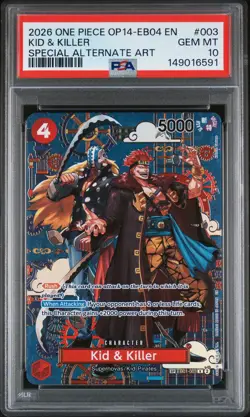 2026 ONE PIECE THE AZURE SEA'S SEVEN SPECIAL ALT ART #003 KID & KILLER PSA 10 - Image 1