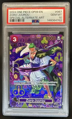 2024 One Piece Emperors Zoro-Juurou Special Alternative Art #OP05-067 PSA 10 - Image 1