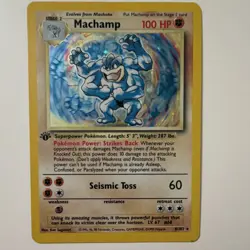 Pokemon Machamp Deck Exclusives 1st Edition Holo Rare 100 HP Card 8/102 1999 - Image 1
