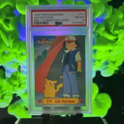 1999 TOPPS POKEMON SERIES 1 CHARACTER CARDS ASH KETCHUM PSA 8 - Image 1