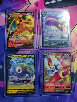 4X Pokemon Lot! Fresh Pulls! Charizard Skuntank Magnezone Cinderace Vs! V Cards - Image 1