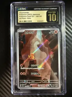CGC 10 Pristine Charmander 168/165 Sv2a: Pokemon Card 151 Holo (Japanese) - Image 1