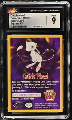 Pokemon 1999 Catch Mew! Square Cut Insert Card CGC 9 - Image 1