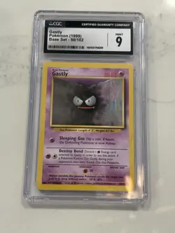 CGC 9 EXTREMLEY RARE 1999 Gastly Base Set Pokemon Card Read Description - Image 1