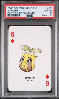 2000 POKEMON GOLD VERSION PART 2 PLAYING CARDS 6 OF DIAMONDS #191 SUNKERN PSA 10 - Image 1