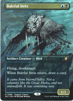 MTG: Bloomburrow Commander: Foil Borderless Baleful Strix: LP Condition - Image 1