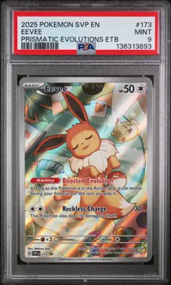2025 POKEMON SVP EN-SV BLACK STAR PROMO #173 EEVEE PSA 9 - Image 1