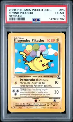 2000 POKEMON PIKACHU WORLD COLLECTION GERMAN #25 FLYING PIKACHU PSA 6 - Image 1