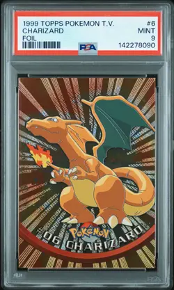 1999 TOPPS POKEMON TV FOIL #6 CHARIZARD PSA 9 - Image 1