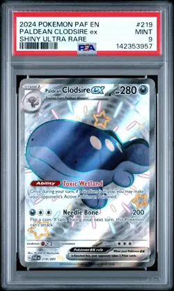 2024 POKEMON PAF EN-PALDEAN FATES SHINY ULTRA RARE PALDEAN CLODSIRE EX PSA 9 - Image 1