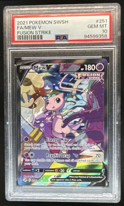 2021 Pokemon SWSH Fusion Strike Mew V Full Art Rare #251/264 PSA 10 - Image 1