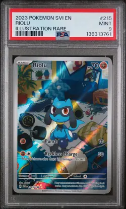 2023 POKEMON SVI EN-SCARLET & VIOLET ILLUSTRATION RARE #215 RIOLU PSA 9 - Image 1