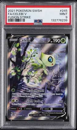 2021 POKEMON SWORD & SHIELD FUSION STRIKE #245 FULL ART/CELEBI V PSA 9 - Image 1