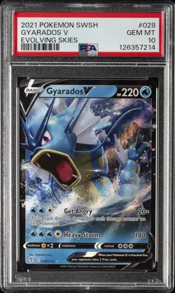 2021 POKEMON SWORD & SHIELD EVOLVING SKIES #028 GYARADOS V PSA 10 - Image 1
