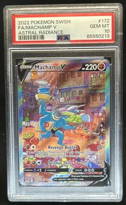 2022 Pokemon SWSH Astral Radiance Machamp V Ultra Rare #172/189 PSA 10 - Image 1