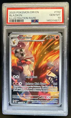 2025 Pokemon Destined Rivals Blaziken Illustration Rare #192/182 PSA 10 - Image 1