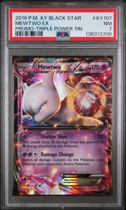 2016 POKEMON XY BLACK STAR PROMO TRIPLE POWER TIN #XY107 MEWTWO EX PSA 7 - Image 1
