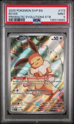 2025 POKEMON SVP EN-SV BLACK STAR PROMO #173 EEVEE PSA 9 - Image 1
