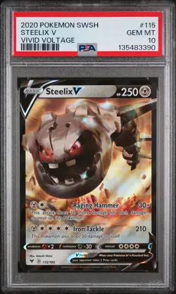2020 POKEMON SWORD & SHIELD VIVID VOLTAGE #115 STEELIX V PSA 10 - Image 1