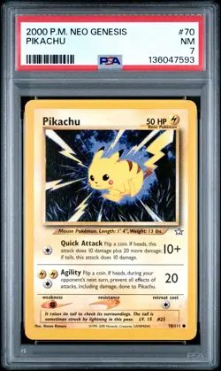 2000 POKEMON NEO GENESIS #70 PIKACHU PSA 7 - Image 1