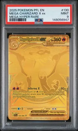 2025 POKEMON PFL EN-PHANTASMAL FLAMES MEGA HYPER RARE MEGA CHARIZARD X EX PSA 9 - Image 1