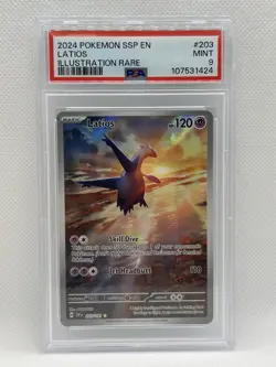 PSA 9, Pokemon TCG Latios Holo Illustration Rare, #203/191, Sv08: Surging Sparks - Image 1