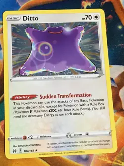 C1981 POKEMON TCG CROWN ZENITH DITTO #107 NM-M HOLO RARE - Image 1