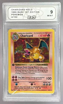 Charizard Holo 1999 Pokemon 1st Edition #4 Shadowless MEW 9 - Image 1