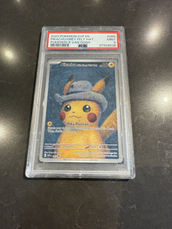 Pokemon Pikachu with Grey Felt Hat Van Gogh Full Art Promo SVP EN 085 PSA 9 Mint - Image 1
