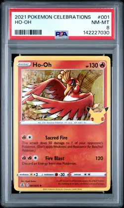 2021 POKEMON CELEBRATIONS #001 HO-OH PSA 8 - Image 1