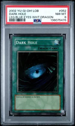 2002 Yu-Gi-Oh! Dark Hole Legend of Blue Eyes LOB Unlimited Super Rare PSA 8 - Image 1
