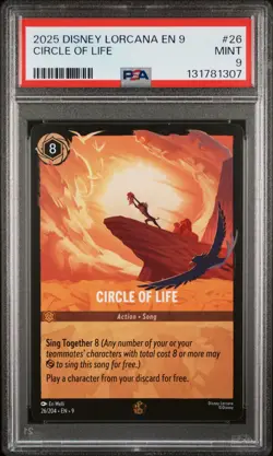 2025 DISNEY LORCANA EN 9-FABLED #26 CIRCLE OF LIFE PSA 9 - Image 1