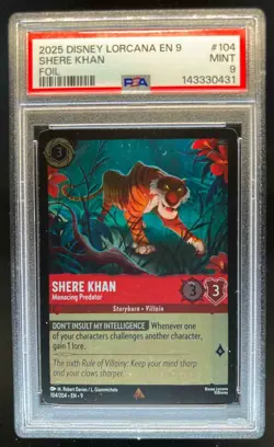 2025 Disney Lorcana Shere Khan Menacing Predator Foil #104 PSA 9 MINT - Image 1