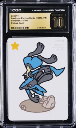 2025 POKEMON PLAYING CARDS POKEMON TARUKA PICTURE CARD LUCARIO CGC 10 PRISTINE - Image 1