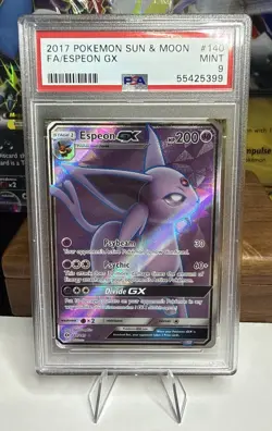 PSA 9 MINT Espeon GX 140/149 Full Art 2017 Pokemon Sun & Moon Base Pokemon Card - Image 1