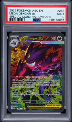 2026 POKEMON ASC EN-SPECIAL ILLUSTRATION RARE #284 MEGA GENGAR EX PSA 9 - Image 1