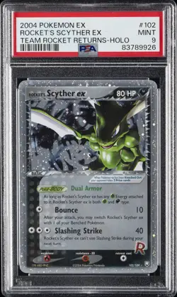 2004 POKEMON EX TEAM ROCKET RETURNS #102 ROCKET'S SCYTHER EX-HOLO PSA 9 - Image 1