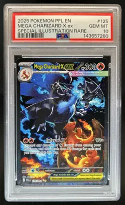 2025 Pokemon PFL Mega Charizard X ex Special Illustration Rare #125/094 PSA 10 - Image 1